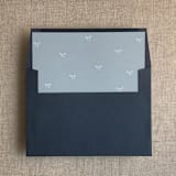 "Steel blue baby ribbon bows envelope liner for A7 square flap envelope | pack of 10" - Envelope Liners in blue by Ivory Invitations