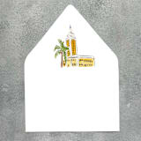 "Downtown Miami Florida Watercolor Euroflap Envelope Liner | Set of 10 | For 5x7” invitations" - Envelope Liners in multicolorassorted-colors by Cotton and Bow