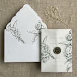 "Forest grand peony vintage floral envelope liner for A7 euro flap envelope | pack of 10" - Envelope Liners in green by Ivory Invitations