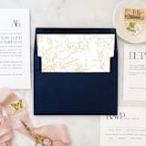 "A7 Envelope Liners Gold Flowers Square Flap (set of 10)" - Envelope Liners in gold by Design by Laney