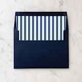 "A7 Envelope Liners Navy Blue Thin Stripes Square Flap (set of 10)" - Envelope Liners in blue by Design by Laney