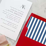 "A7 Envelope Liners Navy Blue Thin Stripes Square Flap (set of 10)" - Envelope Liners in blue by Design by Laney