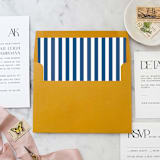 "A7 Envelope Liners Navy Blue Thin Stripes Square Flap (set of 10)" - Envelope Liners in blue by Design by Laney