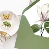 "A7 Envelope Liners Magnolia Flower (set of 10)" - Envelope Liners in white by Design by Laney