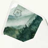 "Monogram Forest Mountain Watercolor Envelope Liner | Set of 10" - Envelope Liners in multicolor by Paper Haven