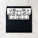 "A7 Envelope Liners Floral Scroll Black Square Flap (set of 10)" - Envelope Liners in black by Design by Laney