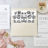 "A7 Envelope Liners Floral Scroll Black Square Flap (set of 10)" - Envelope Liners in black by Design by Laney