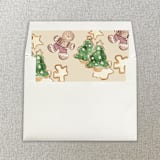 "Gingerbread Men Square Envelope Liner | Set of 10" - Envelope Liners in multicolor by Cotton and Bow