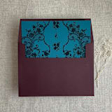 "Versailles Nocturne Teal envelope liner for A7 square flap envelope | pack of 10" - Envelope Liners in blue by Ivory Invitations