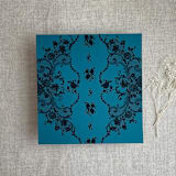 "Versailles Nocturne Teal envelope liner for A7 square flap envelope | pack of 10" - Envelope Liners in blue by Ivory Invitations