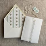 "Emberlin vintage green floral print envelope liner for A7 euro flap envelope | pack of 10" - Envelope Liners in green by Ivory Invitations