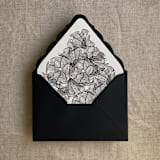 "Black ruffled floral lace liner for A7 euro flap envelope | pack of 10" - Envelope Liners in black by Ivory Invitations