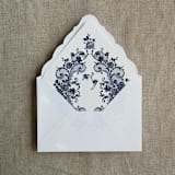 "French rose lace navy envelope liner for A7 euro flap envelope | pack of 10" - Envelope Liners in blue by Ivory Invitations