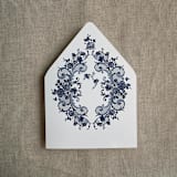 "French rose lace navy envelope liner for A7 euro flap envelope | pack of 10" - Envelope Liners in blue by Ivory Invitations