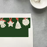 "Red, White and Green Christmas Ornaments Square Envelope Liner | Set of 10" - Envelope Liners in multicolor by Cotton and Bow
