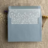 "White ink print dainty floral vines printed vellum liner / insert for A7 square flap envelope" - Envelope Liners in white by Ivory Invitations