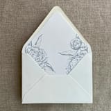 "Steel blue grand peony vintage floral envelope liner for A7 euro flap envelope | pack of 10" - Envelope Liners in blue by Ivory Invitations