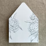 "Steel blue grand peony vintage floral envelope liner for A7 euro flap envelope | pack of 10" - Envelope Liners in blue by Ivory Invitations