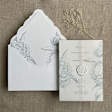 "Steel blue grand peony vintage floral envelope liner for A7 euro flap envelope | pack of 10" - Envelope Liners in blue by Ivory Invitations