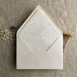 "White ink print hydrangea floral printed liner for A7 euro flap envelope | pack of 10" - Envelope Liners in white by Ivory Invitations