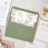 "A7 Envelope Liners Forest Toile Pattern Square Flap (set of 10)" - Envelope Liners in beige by Design by Laney