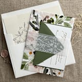 "English botanical garden white ink printed floral vellum belly band 2 inch wide for 5x7 inches card | pack of 10" - Envelope Liners in white by Ivory Invitations