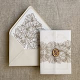 "Hazelnut ruffled floral lace liner for A7 euro flap envelope | pack of 10" - Envelope Liners in brown by Ivory Invitations