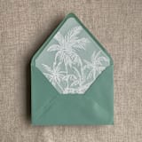 "White palm trees wedding vellum wrap for 5x7 card + liner for A7 euro envelope" - Envelope Liners in white by Ivory Invitations