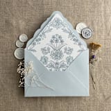 "Venetian floral steel blue liner for A7 euro flap envelope | pack of 10" - Envelope Liners in blue by Ivory Invitations