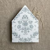"Venetian floral steel blue liner for A7 euro flap envelope | pack of 10" - Envelope Liners in blue by Ivory Invitations