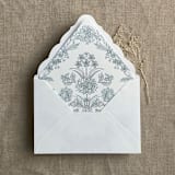"Venetian floral steel blue liner for A7 euro flap envelope | pack of 10" - Envelope Liners in blue by Ivory Invitations