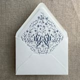 "Navy English botanical garden floral printed liner for A7 euro flap envelope | pack of 10" - Envelope Liners in blue by Ivory Invitations