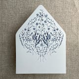 "Navy English botanical garden floral printed liner for A7 euro flap envelope | pack of 10" - Envelope Liners in blue by Ivory Invitations