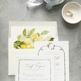 "Lemon Watercolor Square Envelope Liner | Set of 10 | For 5x7” invitations " - Envelope Liners in yellow by Cotton and Bow