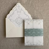 "grace floral dusty sage envelope liner for A7 euro flap envelope | pack of 10" - Envelope Liners in green by Ivory Invitations