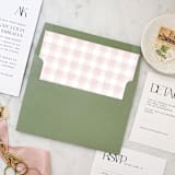 "A7 Envelope Liners Pink Gingham Square Flap (set of 10)" - Envelope Liners in pink by Design by Laney