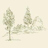 "Countryside Tree Sketch Envelope Liner | Set of 10" - Envelope Liners in green by Paper Haven