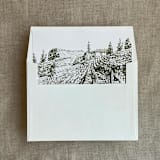 "Vineyard landscape sketch moss printed envelope liner for A7 square flap envelope | pack of 10" - Envelope Liners in green by Ivory Invitations