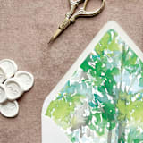 "Summer Watercolor Euroflap Envelope Liner | Set of 10 | For 5x7” invitations " - Envelope Liners in green by Cotton and Bow