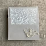 "White English botanical vellum wrap for 5x7 card + liner for A7 square envelope" - Envelope Liners in white by Ivory Invitations