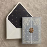 "Gold stars black envelope liner for A7 euro flap envelope | pack of 10" - Envelope Liners in black by Ivory Invitations