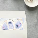 "Beach Oyster Watercolor Square Envelope Liner | Set of 10 | For 5x7” invitations " - Envelope Liners in blue by Cotton and Bow