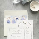 "Beach Oyster Watercolor Square Envelope Liner | Set of 10 | For 5x7” invitations " - Envelope Liners in blue by Cotton and Bow