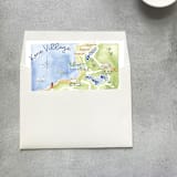 "Custom Watercolor Map Envelope Liner | Set of 10 | For 5x7" Invitations" - Envelope Liners in multicolor by Cotton and Bow