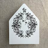 "Black French  floral lace envelope liner for A7 euro flap envelope | pack of 10" - Envelope Liners in black by Ivory Invitations