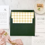 "A7 Envelope Liners Holiday Gingham Gold (set of 10) Square" - Envelope Liners in gold by Design by Laney