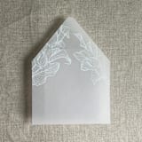 "White calla floral vellum envelope liner for A7 euro flap envelope | pack of 10" - Envelope Liners in white by Ivory Invitations