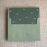 "Forest green baby ribbon bows envelope liner for A7 square flap envelope | pack of 10" - Envelope Liners in green by Ivory Invitations