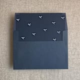"Navy baby ribbon bows envelope liner for A7 square flap envelope | pack of 10" - Envelope Liners in blue by Ivory Invitations