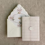 "Blush genie floral bows envelope liner for A7 euro flap envelope | pack of 10" - Envelope Liners in pink by Ivory Invitations